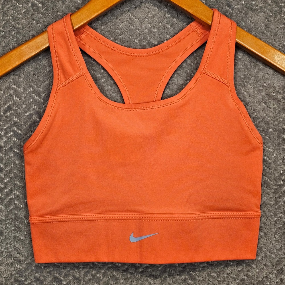Nike Women Orange Dri-FIT Racerback Medium Support Sports Bra Small 1559